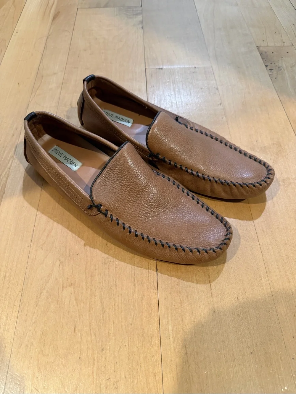 Steve Madden Men’s Brown Leather Loafers Moccasins Size 10.5